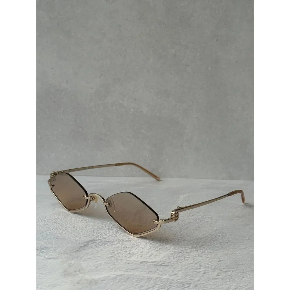 NEW Gucci GG1604S 004 Gold Cat Eye Brown Lens Sunglasses $720